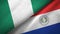 Nigeria and Paraguay two flags textile cloth, fabric texture