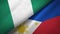 Nigeria and Philippines two flags textile cloth, fabric texture