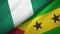 Nigeria and Sao Tome and Principe two flags textile cloth, fabric texture