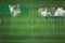 Nigeria vs Paraguay Soccer Match, national colors, national flags, soccer field, football game, Copy space