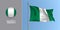 Nigeria waving flag on flagpole and round icon vector illustration