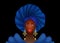 Nigerian Headtie, portrait African American woman wearing ethnic Afro turban, gold earrings. Beauty black girl in Yoruba Wedding