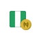 Nigerian money and flag flat icon
