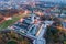 Night aerial drone view on Czestochowa and Jasna Gora monastery