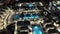 Night aerial footage swimming pools Paramount Worldcenter Miami 4k