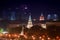 Night aerial panorama of illuminated Moscow Kremlin Towers