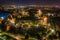 Night aerial panorama of Wawel Hill in Cracow with old most famous polish castle