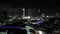 Night aerial video Miami city of steel