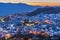Night aerial view of Chefchaouen, Morocco