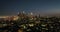 Night aerial view of downtown Los Angeles, California. Downtown Los Angeles at night from drone. Night illuminated