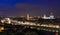 Night aerial view of Florence with Cathedral of Santa Maria del Fiore Duomo , Palazzo Vecchio and Ponte Vecchio