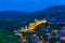 night aerial view of the illuminated fortress in the bulgarian city Lovech...IMAGE