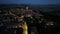 Night aerial view of Medieval Pienza Town in Tuscany, Siena Province, Italy