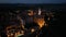 Night aerial view of Medieval Pienza Town in Tuscany, Siena Province, Italy