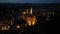 Night aerial view of Medieval Pienza Town in Tuscany, Siena Province, Italy