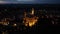 Night aerial view of Medieval Pienza Town in Tuscany, Siena Province, Italy