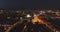 Night aerial view. Moscow City. View from above. City lights. Night panoramic shot on spring. Summer,4K