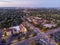 Night aerial view of Nashville intersection and skyline