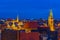 Night aerial view of Nurnberg dominated by sankt sebaldus kirche, Germany