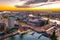 Night aerial view of Port of Rotterdam, Netherlands