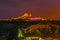 night Ancient town and a castle of Uchisar, landscape Cappadocia Turkey