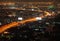 Night Bangkok bird`s-eye view. Night street skyline