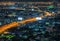 Night Bangkok bird`s-eye view. Night street skyline