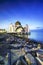 Night and blue hour scene of beautiful Malacca Straits Moqsue.