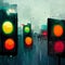 Night bokeh light in big city, abstract blur defocused background. Traffic lights