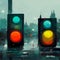 Night bokeh light in big city, abstract blur defocused background. Traffic lights