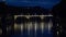 Night on bridge Giuseppe Mazzini and the Fiume Tevere river in Rome Italy