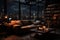 Night business home, living room, sofa, ambient light