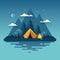 Night camping illustration in flat style