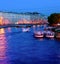 Night canal, boats, Saint Petersburg