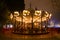 Night Christmas Carousel on the fountain square. Baku, Azerbaijan