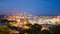 Night in the city of Barcelona in Catalonia, Spain. Columbus Monument and boulevard along Port Vell