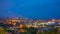 Night in the city of Barcelona in Catalonia, Spain. Columbus Monument and boulevard along Port Vell