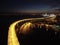 Night city from a bird`s-eye view. Night Petersburg. Russia. St. Petersburg panorama.