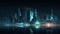Night city Cyberpunk landscape concept. AI generated