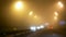 Night city fog car road lights lamp lantern