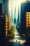 Night City of the Future. Night Panorama of the City, the Lights of a Large Metropolis, High-rise Buildings. AI