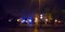 Night city, neon lights, blurred bokeh background, raindrops. Night view.