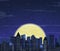 Night city skyline. Abstract background. Modern night city landscape. Vector