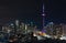 Night in the city of Toronto. Long exposure of Famous skyline.