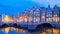 Night city view of amsterdam canal Generative Ai