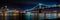 Night City view on New York city at night panoramic cityscape , blurred neon light reflection,sea water ,