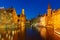 Night Cityscape with Belfort from Rozenhoedkaai in Bruges