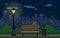 Night Cityscape and bench