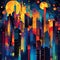 Night cityscape futuristic metropolis vector abstract concept. Midnight skyscrapers hightower modern megapolis city