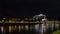 Night Cityscape Salzburg. View from the Salzach with Hohensalzburg Fortress and Cathedral, Salzburg, Austria